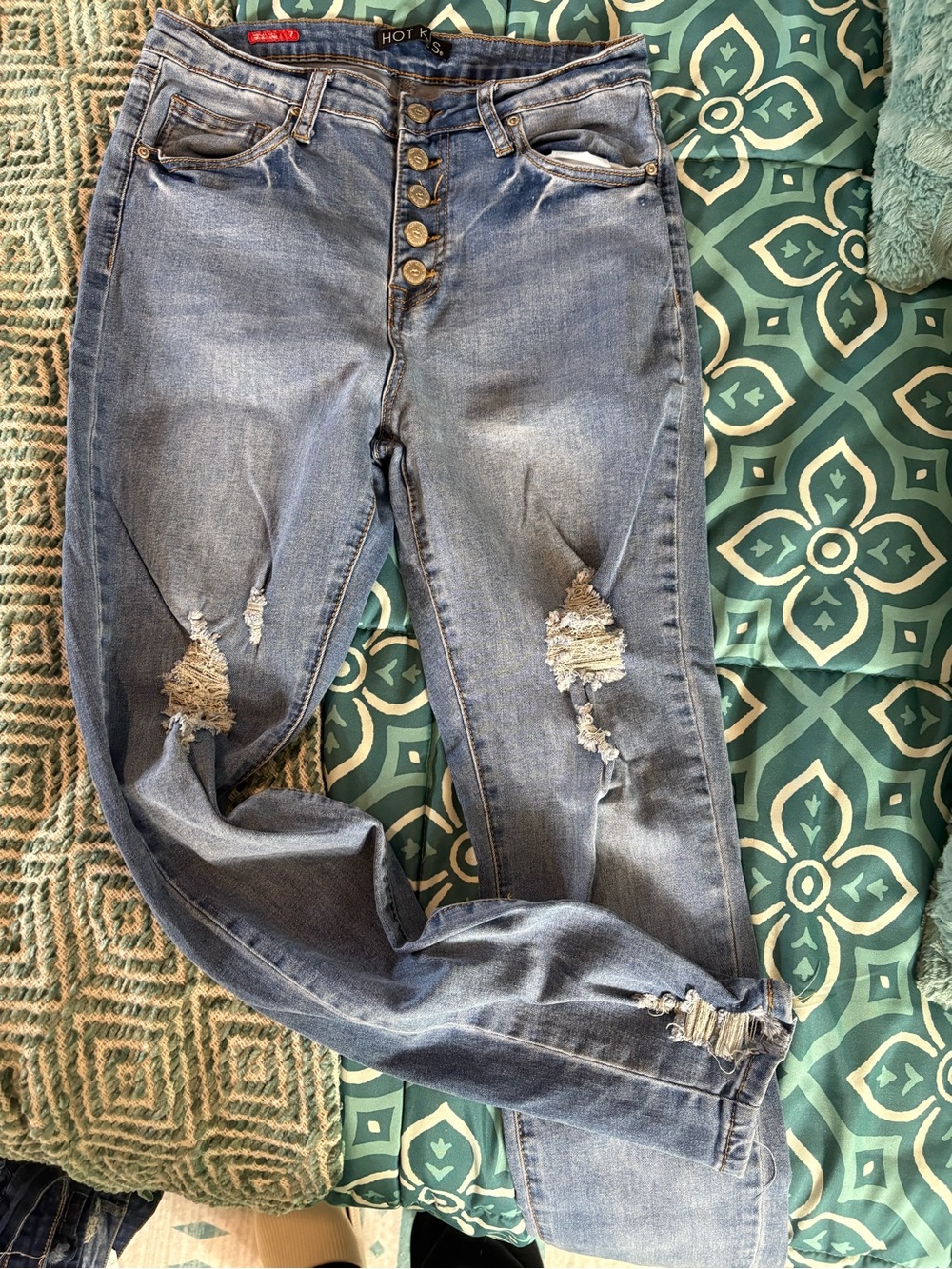 Hot Kiss skinny Distressed Light Blue Boyfriend Jeans size 7